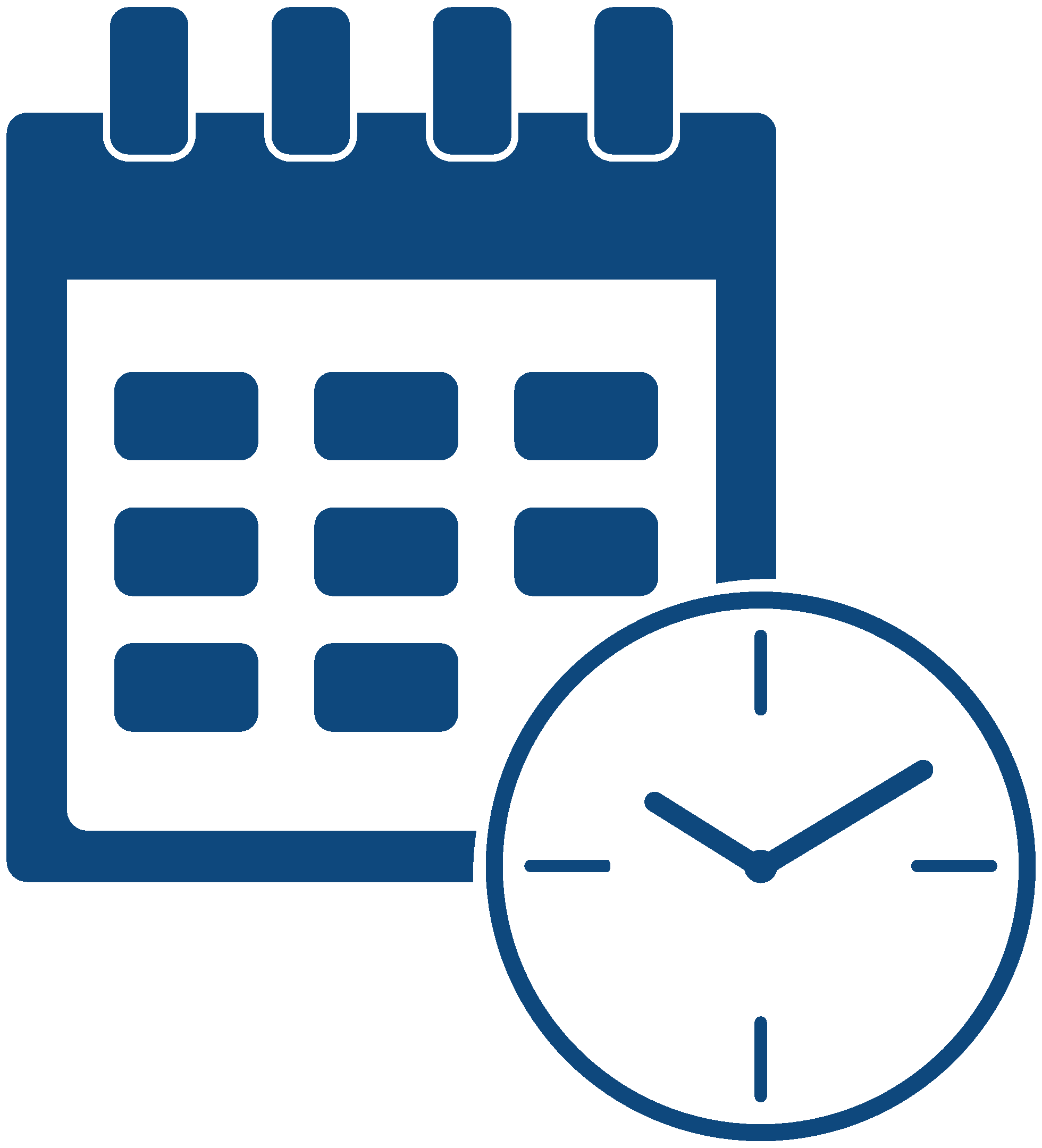 Calendar and clock icon to indicate scheduling a consultation information