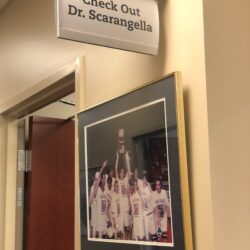 Check Out Dr. Scarangella Sign, outside his office door
