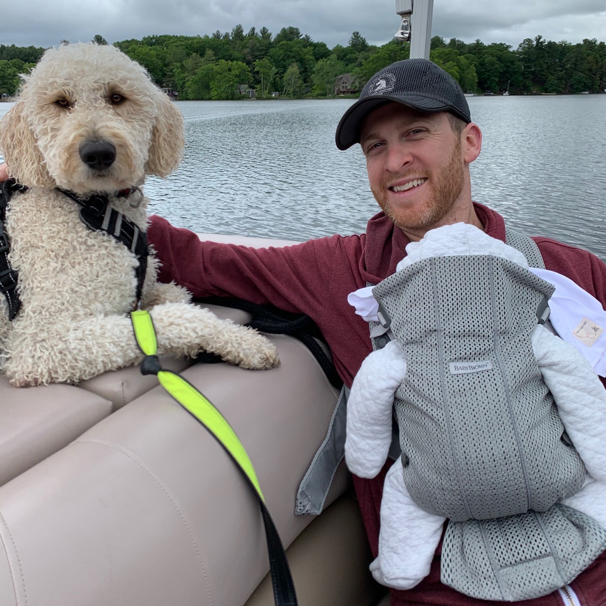 Doctor Schmidtberg on boat with his dog